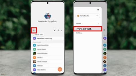 Ekrano nuotrauka: adresatų eksportavimas į SIM kortelę Android telefone