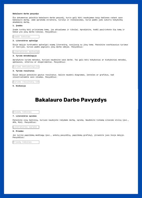 Infografika: Bakalauro darbo struktūra su pagrindiniais elementais