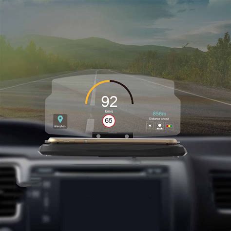 Pavyzdys: Head-up Display (HUD) vaizdas automobilio priekiniame stikle