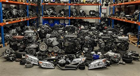 Thematic photo of various Mercedes-Benz used car parts neatly arranged