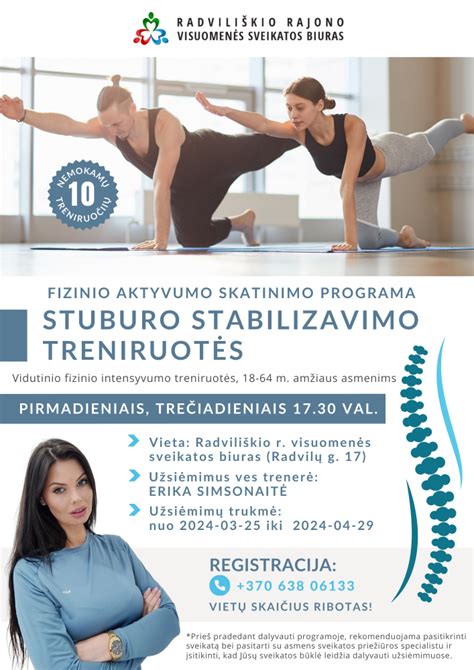 infografika apie stuburo stabilizavimo pratimus
