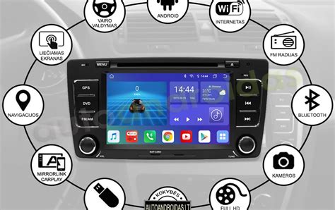 Android multimedijos sistemos įdiegimo pavyzdys Skoda Octavia automobilyje