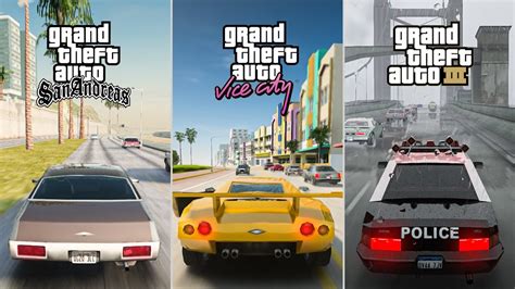 Koliažas iš GTA III, Vice City ir San Andreas pagrindinių veikėjų