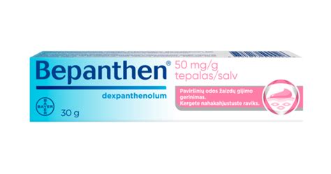 Bepanthen tepalo tūbelės ir jo naudojimo pavyzdys ant odos
