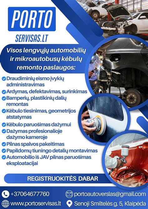 Automobilio dažymo proceso infografika: paruošimas, dažymas, džiovinimas