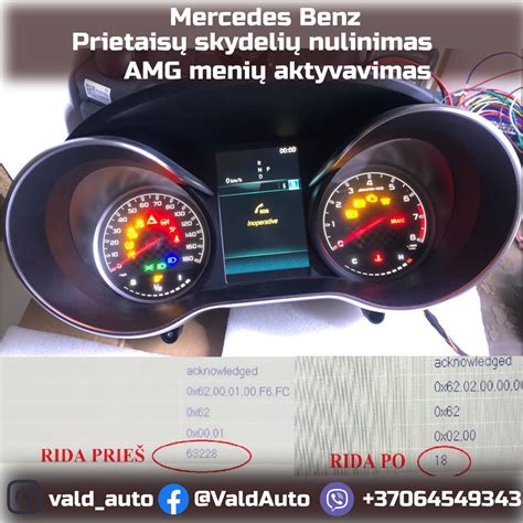 Mercedes-Benz VITO prietaisų skydelio (spidometro) vizualizacija su techniniais parametrais
