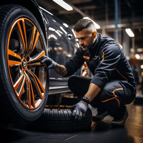 Asmuo valantis automobilio ratlankius specializuota chemija ir šepečiu