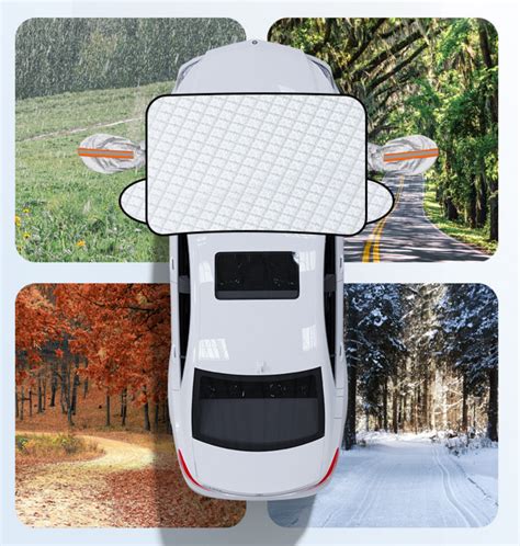 Vaizdas, iliustruojantis automobilio priekinio stiklo uždangalo naudojimą žiemą ir vasarą