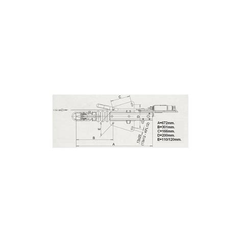 Rankinio stabdžio mechanizmo schema su trosu ir svirtimi