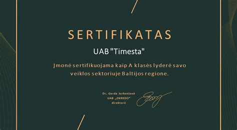 Sertifikatas UAB Automobilių Kryptis