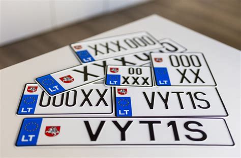 Transporto priemonės valstybinio numerio ženklo pavyzdys