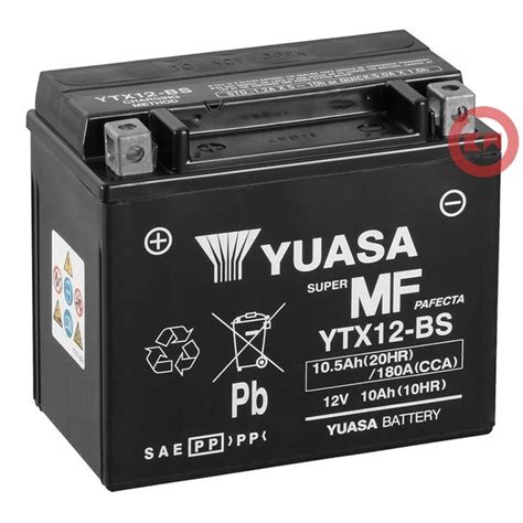 Yuasa YTX12-BS akumuliatoriaus vaizdas ir techninės charakteristikos