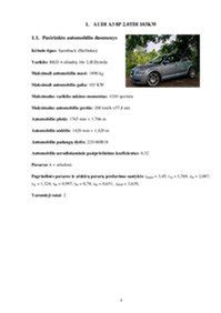 Audi A3 automobilio variklio ir pavarų dėžės pjūvio schema