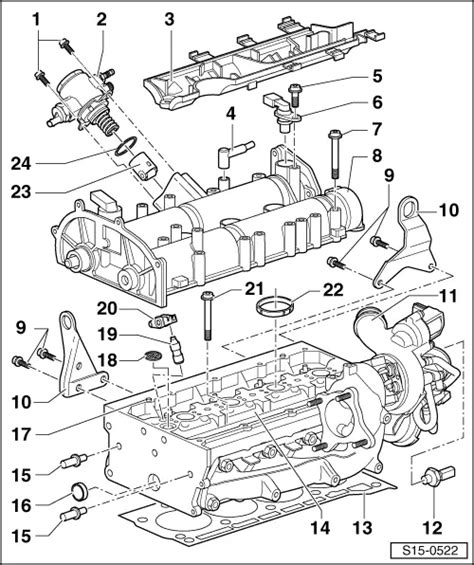 Engine bay diagram of Skoda Yeti