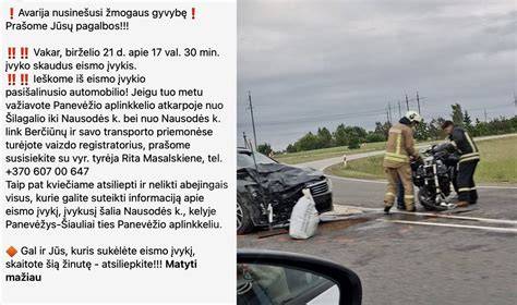 Tematinė nuotrauka: avariją sukėlusio vilkiko ir apgadintų automobilių vaizdas Panevėžio gatvėje