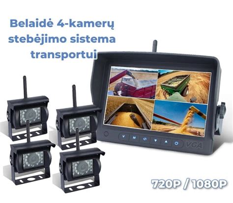 Šoninės ir galinės vaizdo kameros ekrano vaizdas