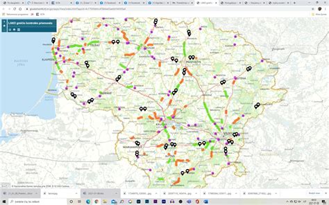 Žemėlapis, vaizduojantis atnaujintą valstybinės reikšmės kelių tinklą, kuriame pažymėti naujai apmokestinti ruožai.