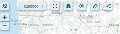 interaktyvaus žemėlapio fragmentas, rodantis tvarkomų tiltų objektus Lietuvoje