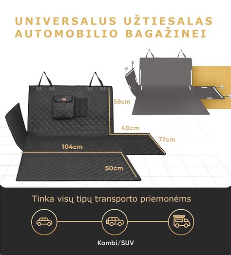 Infografika: skirtingų tipų Toyota bagažinės apsaugos priemonės šunims (tinklai, kilimėliai)