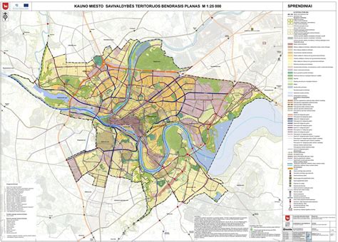 Kauno miesto planas su pažymėtomis mokamomis automobilių stovėjimo zonomis