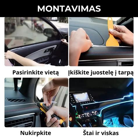 Nuotrauka, demonstruojanti skirtingų tipų automobilio salono apdailos medžiagas (oda, veliūras, plastikas)