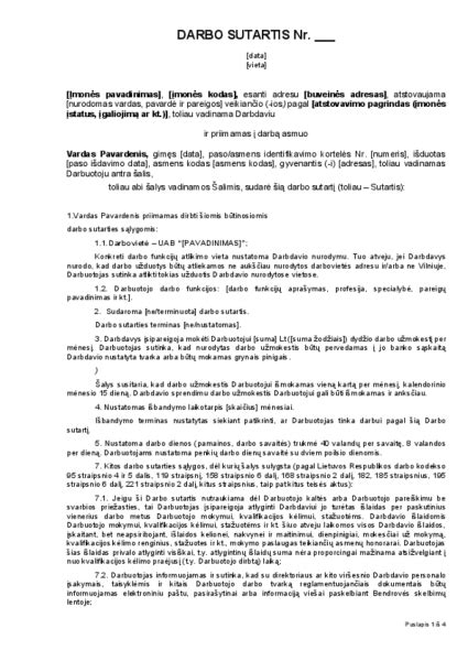 Šablonų pavyzdžiai: darbo sutartys, įgaliojimai, nuomos sutartys