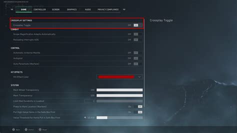 Sąrašas su išsamiais Force Feedback nustatymais žaidimo meniu