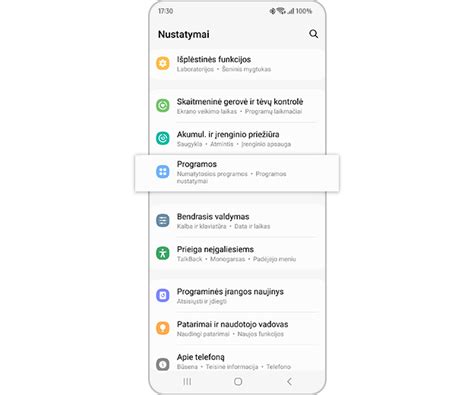 „Samsung Galaxy“ telefono ekrano nustatymų meniu iliustracija
