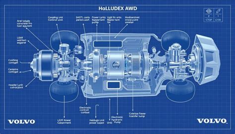 infografika: pagrindiniai Volvo AWD sistemos patikros taškai: Haldex siurblys, kampinė pavara, ABS davikliai