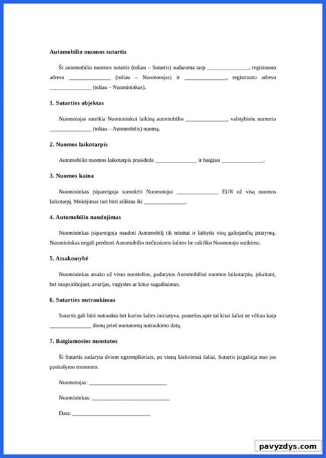 Schematiškas pavyzdys, kaip dokumentuoti automobilio naudojimą