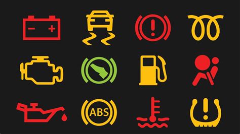automobilio prietaisų skydelio piktogramos, įskaitant pakaitinimo žvakių simbolį