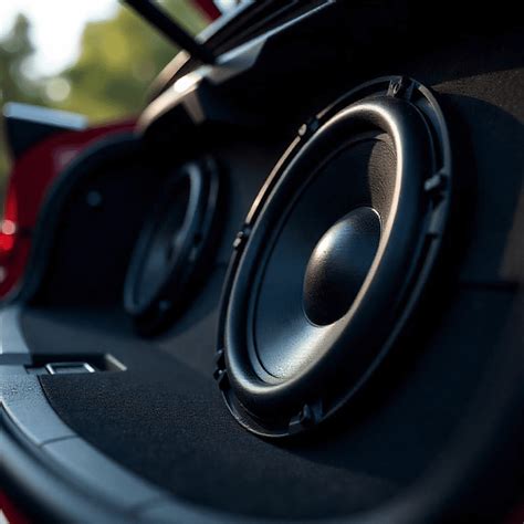 Automobilio bagažinėje sumontuoto žemų dažnių garsiakalbio pavyzdys