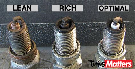 Spark plug color chart (lean, rich, optimal)