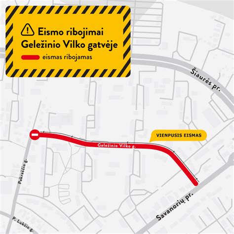 Sostinės eismo schema su pažymėta Geležinio Vilko gatvės atkarpa ir intensyviausiais eismo mazgais