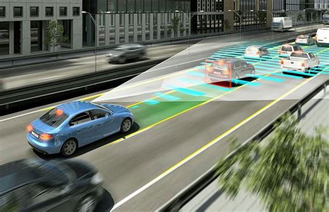 Tematinė nuotrauka: adaptyvi greičio palaikymo kontrolė, automobilio priekis, radaras