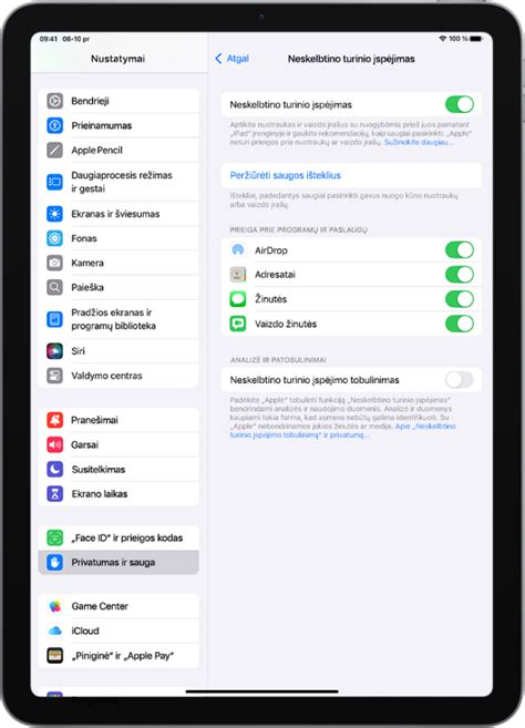 Sistemos schema: iCloud atsarginių kopijų valdymo ekranas iPad įrenginyje