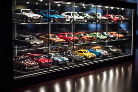 Photo of a collector admiring a specific model car, or a shelf with neatly arranged car models.