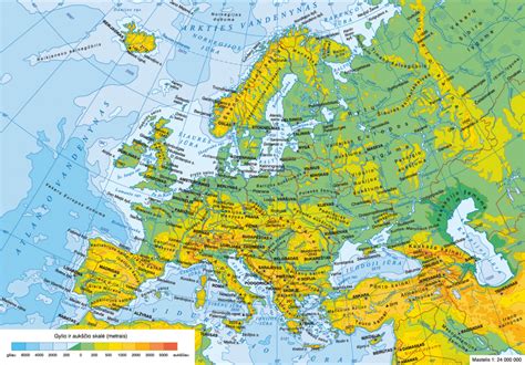 Schema su Europos žemėlapiu ir pagrindiniais maršrutais, jungiančiais Lietuvą su kitomis šalimis