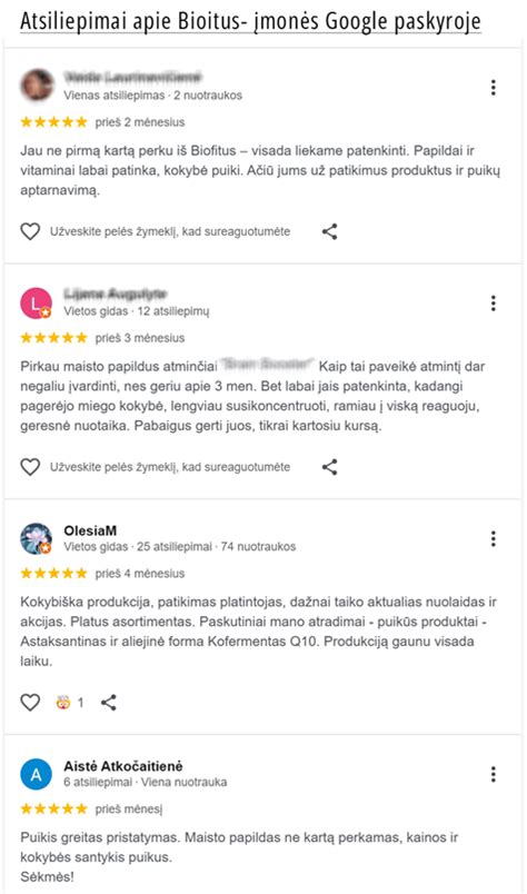 Klientų atsiliepimų schema su žvaigždutėmis ir komentarais