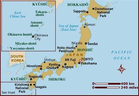 Žemėlapis: Japonijos pagrindinės salos