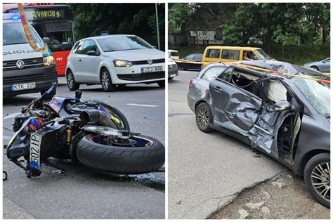 Motociklo avarijos vieta ar gedimo nuotrauka