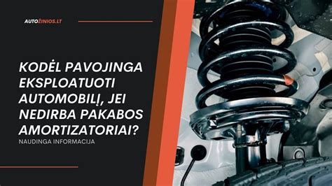 scheminis automobilio pakabos elementų pavaizdavimas su amortizatoriumi ir spyruokle