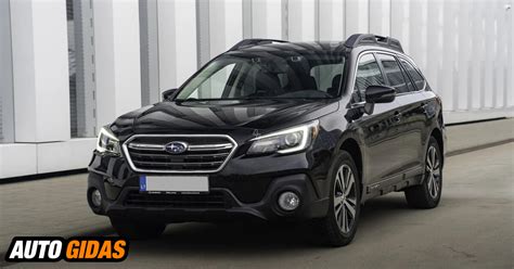 Schematinis Subaru Outback automobilio dizaino pavyzdys, pabrėžiantis jo universalumo ir pravažumo savybes.