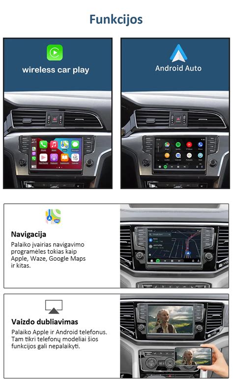 Inovatyvus automobilio ryšys: CarPlay/Android Auto integracijos schema