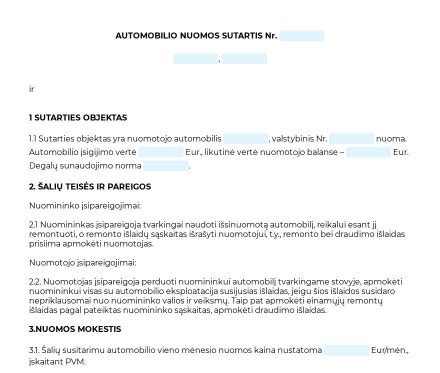 schematinis brėžinys, iliustruojantis automobilio nuomos sutarties tarp įmonės ir darbuotojo schemas