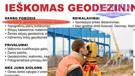 Matininko ir geodezininko darbo skirtumus iliustruojanti infografika