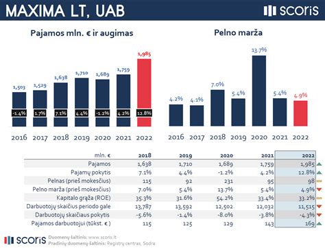 Infografika: Metiniai finansiniai rezultatai (pajamos, pelnas, darbuotojų skaičius) UAB 