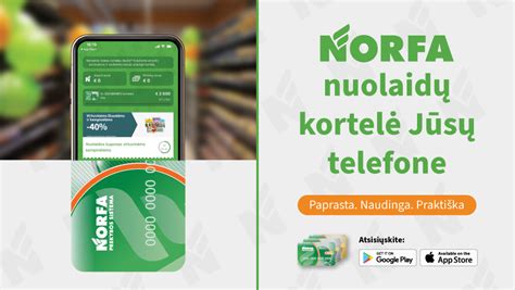 Norfa lojalumo kortelė ir pirkinių krepšys