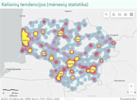 Interaktyvus žemėlapis su sunkvežimių maršrutais