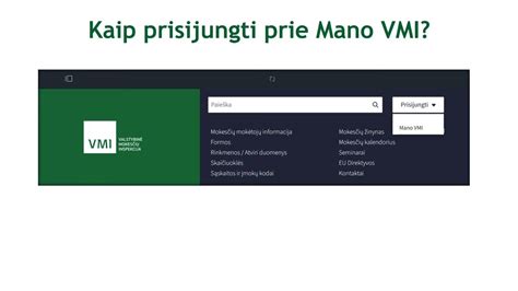 Mano VMI portalo nuotrauka su pabraukta skiltimi 